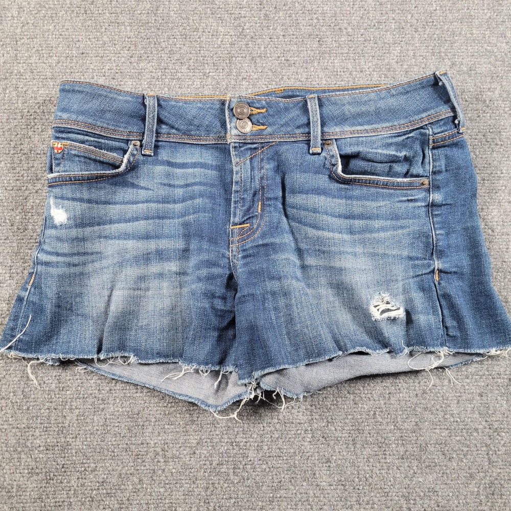 Hudson Cutoff Shorts Womens 27 Blue Denim Jeans Distressed Zip Fly